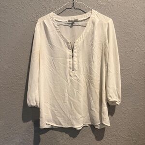 NY Collection Women's White and Cream Blouse - Size PL